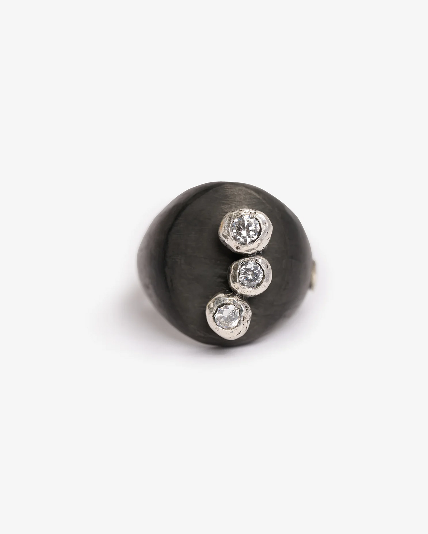 Chevalière triplo haneda black argento zirconi