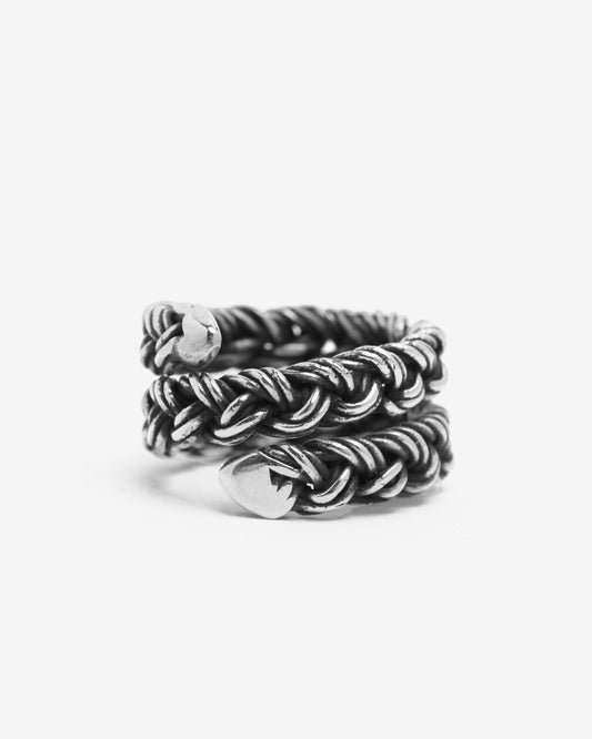 Anello treccia spirale 5 fili argento